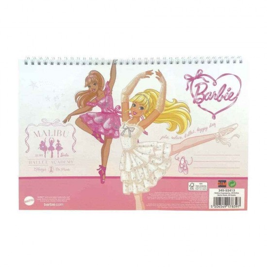 Gim Μπλοκ Ζωγραφικής A4 Σπιράλ Barbie 21x30cm 30 Φύλλα 349-93413