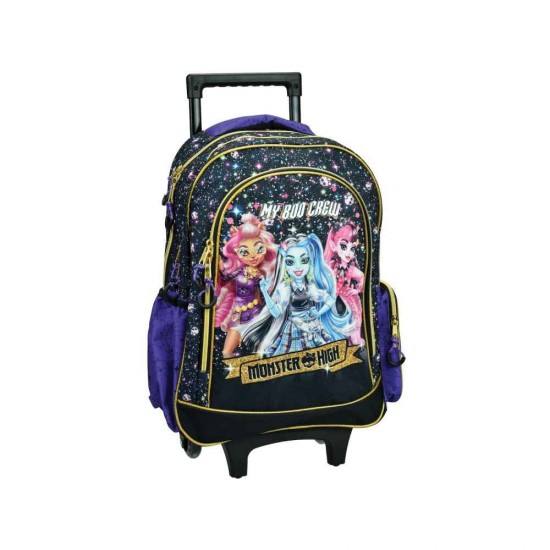 Gim Monster High Boo Σχολική Τσάντα Τρόλεϊ Δημοτικού Μαύρη 2021 350-01074