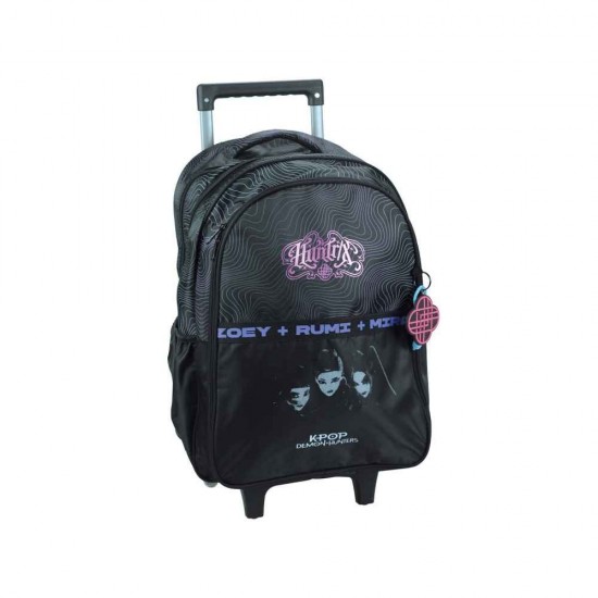 Gim Black Huntrix Σχολική Τσάντα Τρόλεϊ Δημοτικού με Θήκη για Παγούρι Μαύρη 364-00074