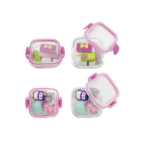 Metron Kids Σετ Γόμες 3-4τμχ Πλαστικό Κουτάκι Διάφορα Σχέδια Κορίτσια 7.092394