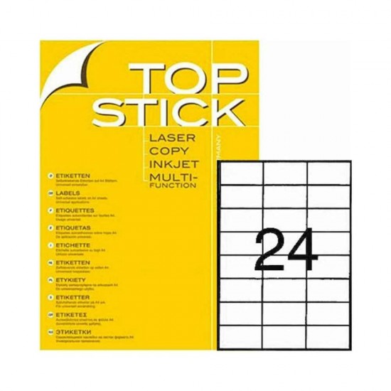 Topstick 2400 Αυτοκόλλητες Ετικέτες Α4 Ορθογώνιες 70x37mm 8706