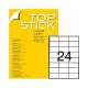 Topstick 2400 Αυτοκόλλητες Ετικέτες Α4 Ορθογώνιες 70x37mm 8706