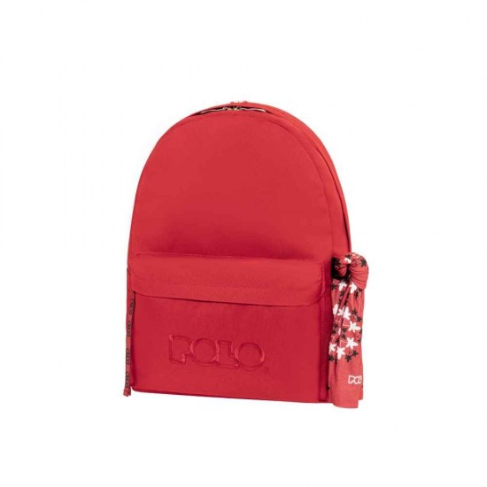 Polo Original Scarf Σχολική Τσάντα Πλάτης Δημοτικού Κόκκινη με Θήκη για Παγούρι 20lt 901135-3001