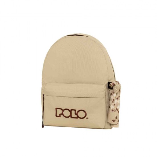 Polo Original Scarf Σχολική Τσάντα Πλάτης Δημοτικού Μπεζ με Θήκη για Παγούρι 20lt 901135-7432