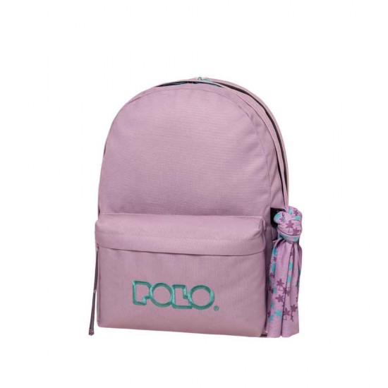 Polo Original Double Scarf Σχολική Τσάντα Πλάτης Γυμνασίου Λυκείου Λιλά με Θήκη για Παγούρι 27lt 2025 901235-4558