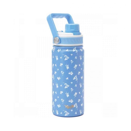 Yolo Μεταλλικό Παγούρι Θερμός Blue Garden 500ml Με Λαβή 90536