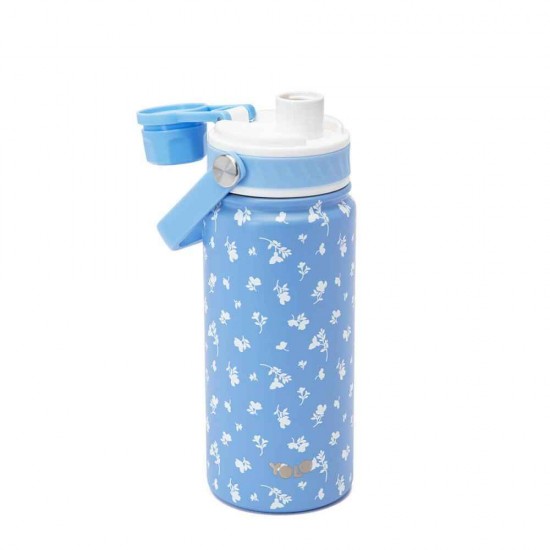 Yolo Μεταλλικό Παγούρι Θερμός Blue Garden 500ml Με Λαβή 90536
