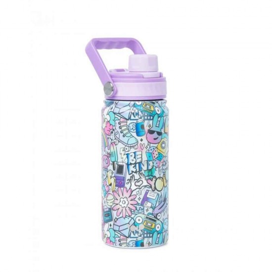 Yolo Μεταλλικό Παγούρι Θερμός Girls Graffiti 500ml Με Λαβή 90543