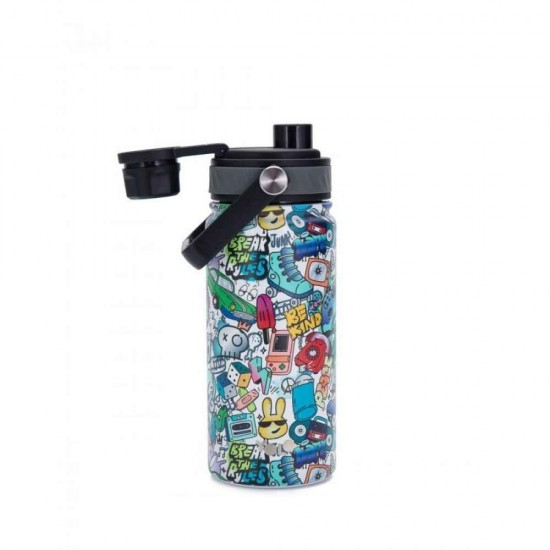 Yolo Μεταλλικό Παγούρι Θερμός Street Boys Graffiti 500ml Με Λαβή 90544