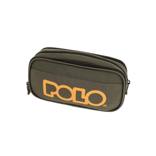 Polo Cryptic Κασετίνα Τριπλή Υφασμάτινη Χακί-Πορτοκαλί 937001-6501