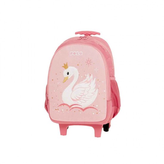 Polo Junior Fizz Σχολική Τσάντα Τρόλεϊ Νηπιαγωγείου Ροζ Κύκνος με Θήκη για Παγούρι 12lt 2026 965001-8449