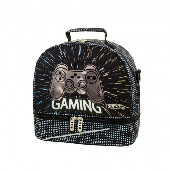 Polo Kid’s Fun II Σχολική Ισοθερμική Θήκη Φαγητού 6lt Μαύρη Gaming 26x15x24cm 971003-8421