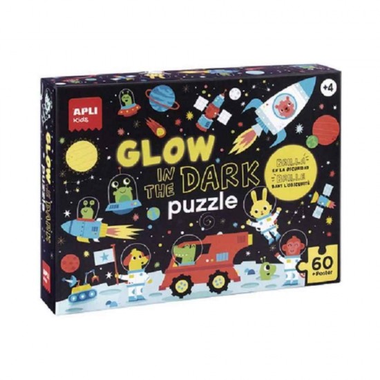 Παιδικό Puzzle Διάστημα που Φωσφορίζει στο Σκοτάδι 60pcs για 4+ Ετών Apli Kids AP-18813