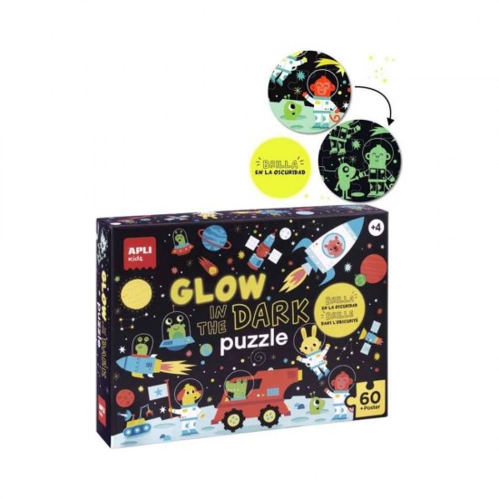 Παιδικό Puzzle Διάστημα που Φωσφορίζει στο Σκοτάδι 60pcs για 4+ Ετών Apli Kids AP-18813