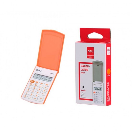 Deli Αριθμομηχανή Τσέπης Μπαταρία EASY-PROTECT 8 Ψηφίων 10.15x6.05x1.1mm Πορτοκαλί Χρώμα 231.39217O