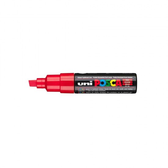 Posca Μαρκαδόρος Σχεδίου Chisel Tip 8mm Κόκκινος PC-8KT