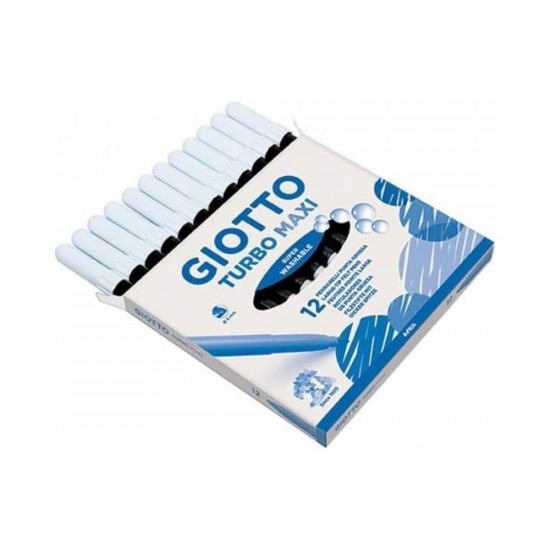 Giotto Turbo Maxi Πλενόμενοι Μαρκαδόροι Ζωγραφικής Χονδροί σε Μαύρο Χρώμα 456036