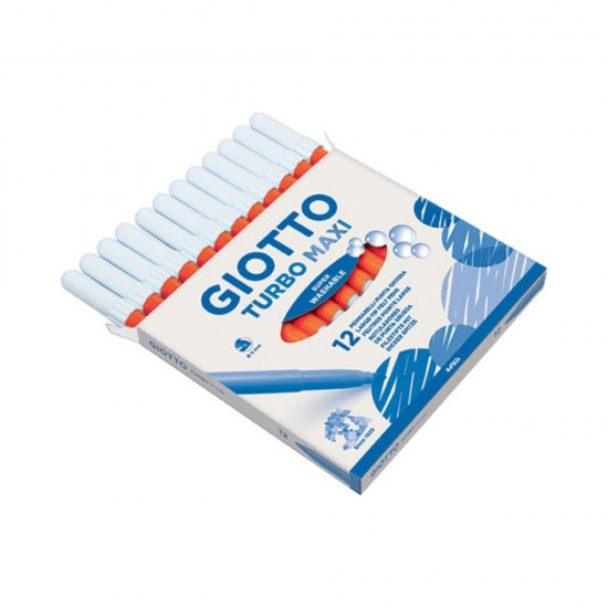 Giotto Turbo Maxi Πλενόμενοι Μαρκαδόροι Ζωγραφικής Χονδροί σε Πορτοκαλί Χρώμα 456005