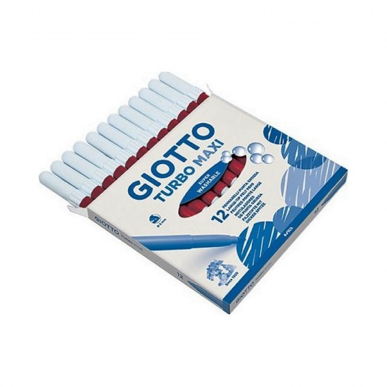 Giotto Turbo Maxi Πλενόμενοι Μαρκαδόροι Ζωγραφικής Χονδροί σε Κόκκινο Χρώμα  456011