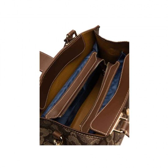 Henney Bear Γυναικεία Τσάντα Χειρός Ώμου Καφέ H-1128SBB