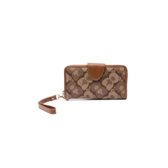 Henney Bear Πορτοφόλι Μεγάλο Με Κουμπί Shaddow Brown Bear HW-002SBB