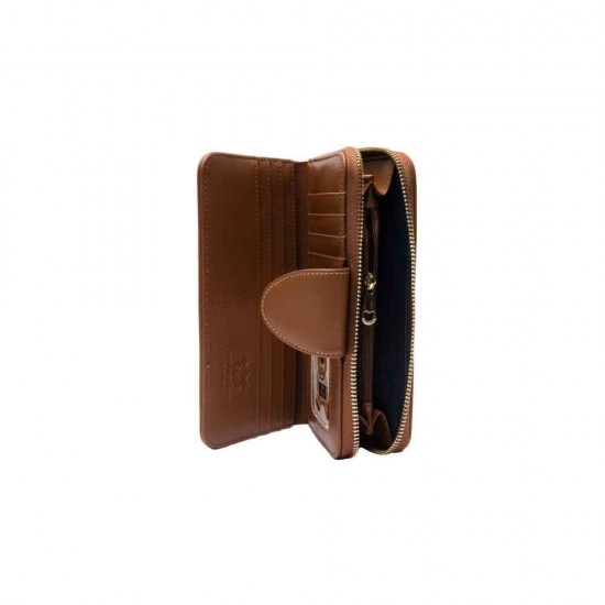 Henney Bear Πορτοφόλι Μεγάλο Με Κουμπί Shaddow Brown Bear HW-002SBB