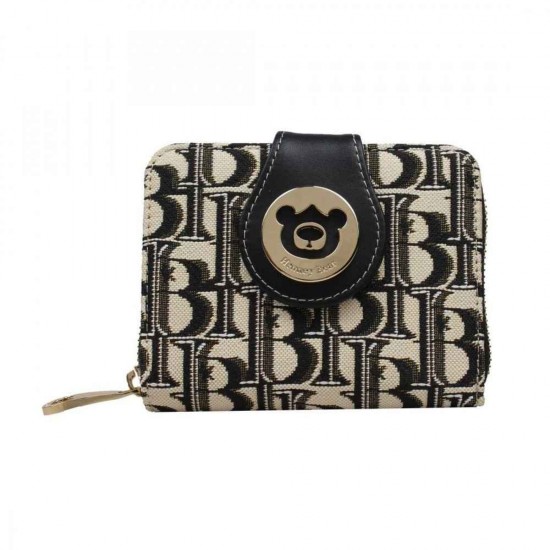 Henney Bear Πορτοφόλι Μικρό Με Κουμπί HB Black HW-027HBB