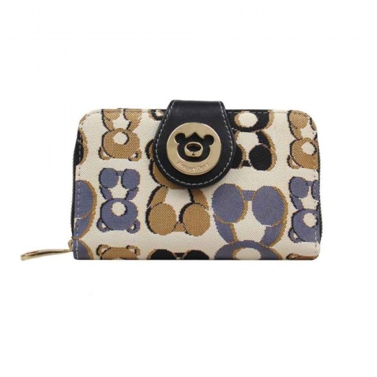 Henney Bear Πορτοφόλι Μεσαίο Με Κουμπί BWG Bear HW-111BWG