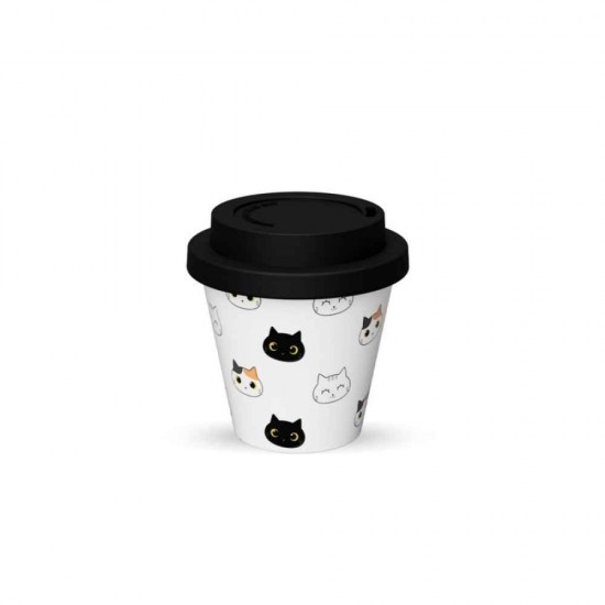 iDrink Cats Κούπα από Ανακυκλωμένο Πλαστικό με Καπάκι Λευκή 90ml ID5117