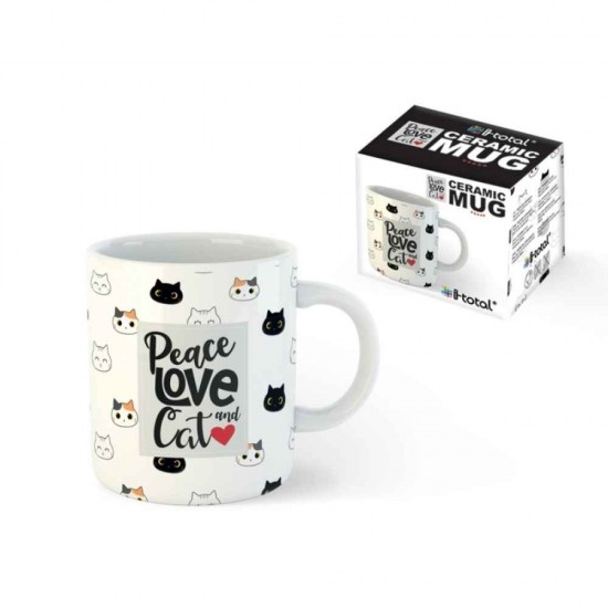 I-Total Cats Κούπα Κεραμική Λευκή 295ml XL1890