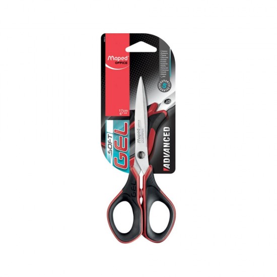 Maped Ψαλίδι Advanced Gel 17cm Συμμετρικό Pastel Μαύρο-Κόκκινο 496210