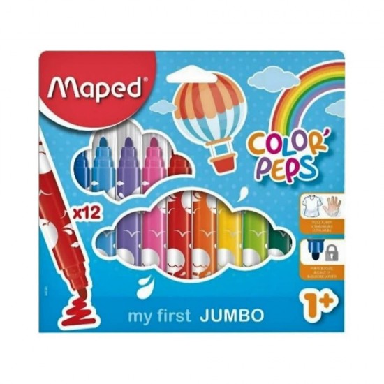 Maped Color'Peps Maxi Πλενόμενοι Μαρκαδόροι Ζωγραφικής Χονδροί σε 12 Χρώματα 846020
