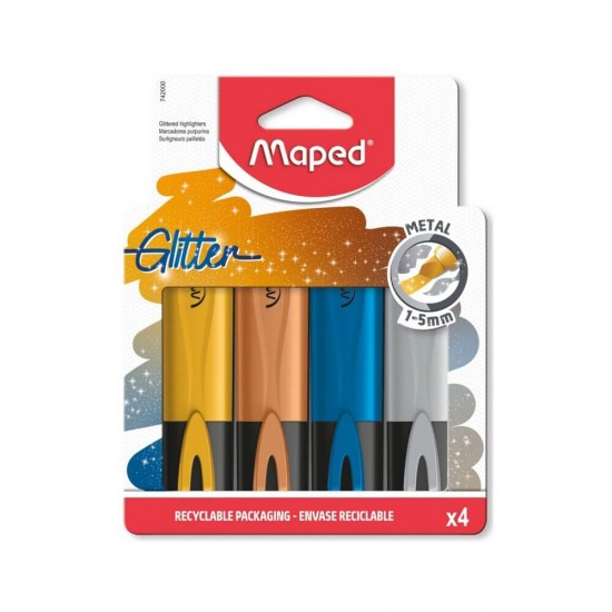 Maped Glitter Metal Μαρκαδόροι Υπογράμμισης Σετ Με 4 Χρώματα 742000