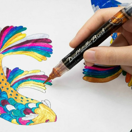 Μαρκαδόρος Pentel Arts Dual Metallic Brush Μπλέ/Πράσινο XGFHDC