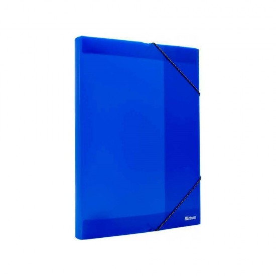 Metron κουτί αρχειοθέτησης με λάστιχο 25x35x3cm διαφανές μπλε 625.05506-12.L