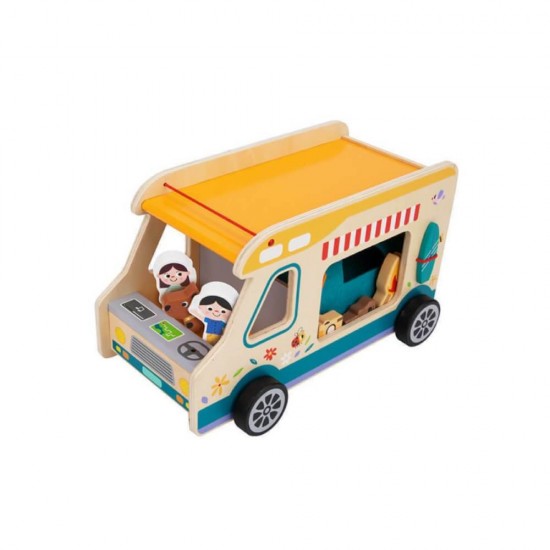 Tooky Toy Ξύλινο Τροχόσπιτο Κάμπινγκ TH427