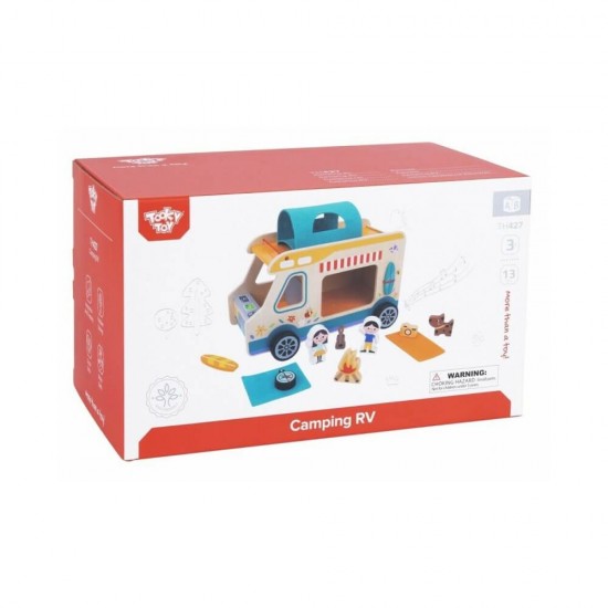 Tooky Toy Ξύλινο Τροχόσπιτο Κάμπινγκ TH427
