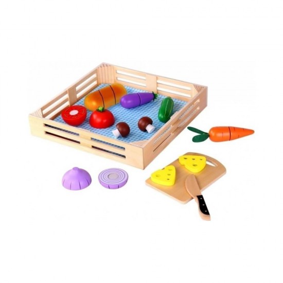 Tooky Toys Λαχανικά και Πάγκος Κοπής από Ξύλο για 1+ Ετών TKI015