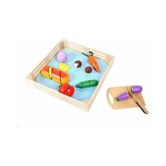 Tooky Toys Λαχανικά και Πάγκος Κοπής από Ξύλο για 1+ Ετών TKI015
