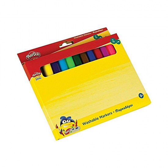 Gim Play-Doh Πλενόμενοι Μαρκαδόροι Ζωγραφικής Χονδροί σε 12 Χρώματα 6mm 320-00002