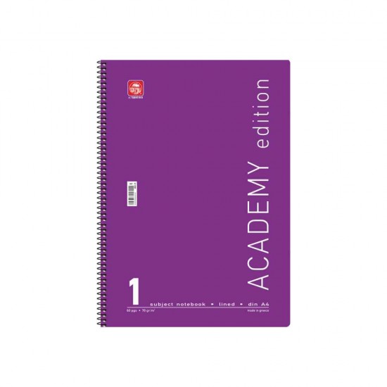 Typotrust Σπιράλ Τετράδιο Ριγέ Α4 60 Φύλλων Academy Διάφορα Χρώματα 4541-11
