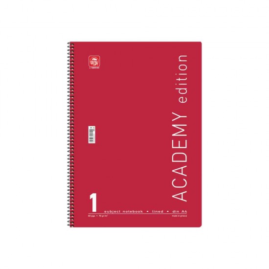 Typotrust Σπιράλ Τετράδιο Ριγέ Α4 60 Φύλλων Academy Διάφορα Χρώματα 4541-11