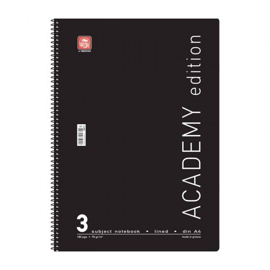 Typotrust Σπιράλ Τετράδιο Ριγέ Α4 90 Φύλλων 3 Θεμάτων Academy Διάφορα Σχέδια-Χρώματα 4543-11