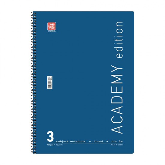 Typotrust Σπιράλ Τετράδιο Ριγέ Α4 90 Φύλλων 3 Θεμάτων Academy Διάφορα Σχέδια-Χρώματα 4543-11