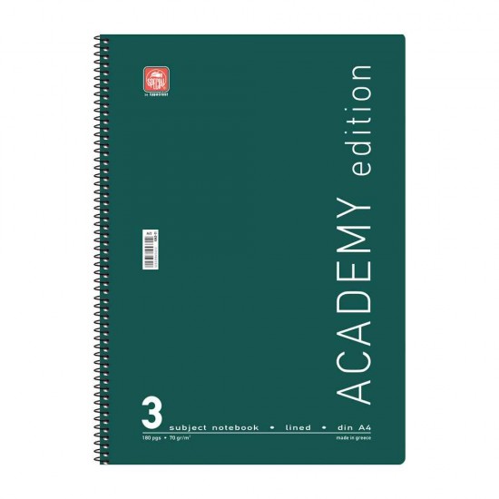 Typotrust Σπιράλ Τετράδιο Ριγέ Α4 90 Φύλλων 3 Θεμάτων Academy Διάφορα Σχέδια-Χρώματα 4543-11