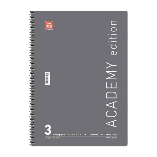Typotrust Σπιράλ Τετράδιο Ριγέ Α4 90 Φύλλων 3 Θεμάτων Academy Διάφορα Σχέδια-Χρώματα 4543-11