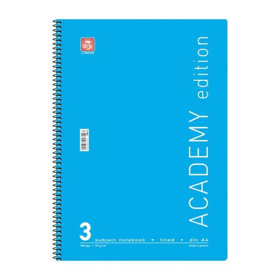 Typotrust Σπιράλ Τετράδιο Ριγέ Α4 90 Φύλλων 3 Θεμάτων Academy Διάφορα Σχέδια-Χρώματα 4543-11