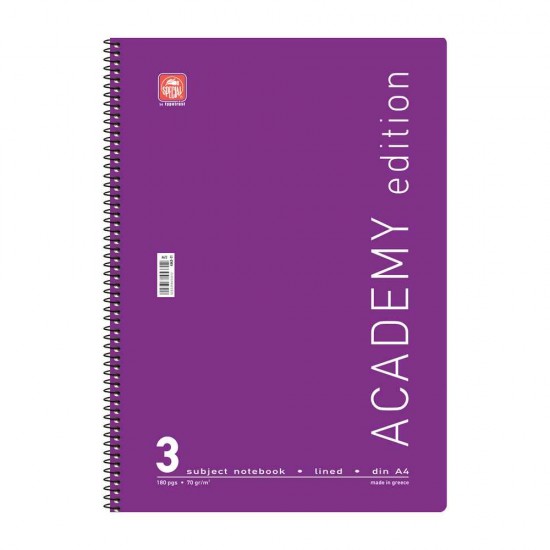 Typotrust Σπιράλ Τετράδιο Ριγέ Α4 90 Φύλλων 3 Θεμάτων Academy Διάφορα Σχέδια-Χρώματα 4543-11