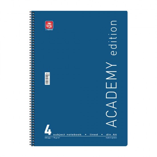 Typotrust Σπιράλ Τετράδιο Ριγέ Α4 120 Φύλλων 4 Θεμάτων Academy Διάφορα Χρώματα 4544-11