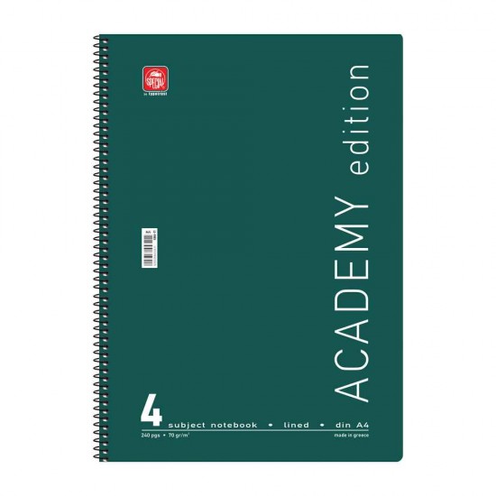 Typotrust Σπιράλ Τετράδιο Ριγέ Α4 120 Φύλλων 4 Θεμάτων Academy Διάφορα Χρώματα 4544-11